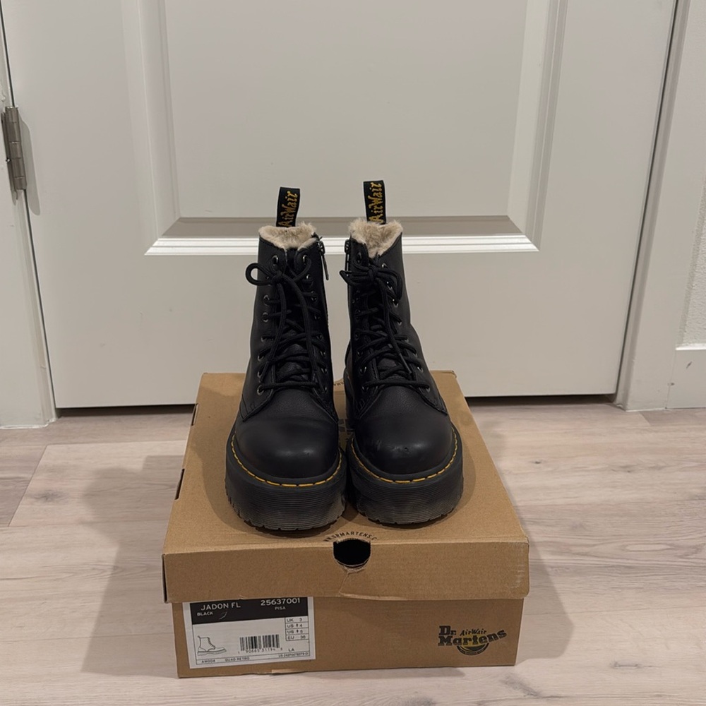 Dr. Martens Jadon Boot Faux Leather Fur Lined Platforms